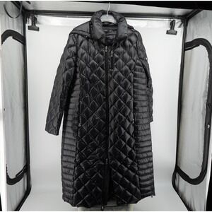 Lauren Ralph Lauren Womens Black Diamond Quilted Down Puffer Coat Hooded XL